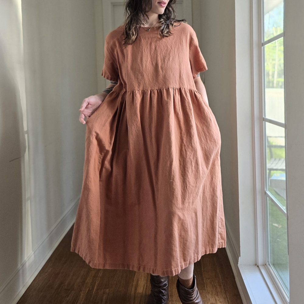 Linen Dress with Pockets 1X